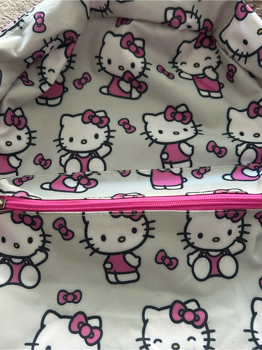 Hello Kitty Pink and White Kids Backpack with Character Print